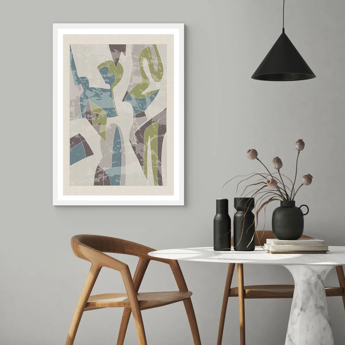 Poster in een witte lijst - Compositie achter het glas - 61x91 cm