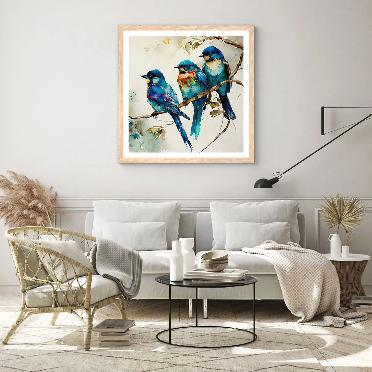 Een poster in een licht eiken lijst - Is hij boos geworden? - 60x60 cm