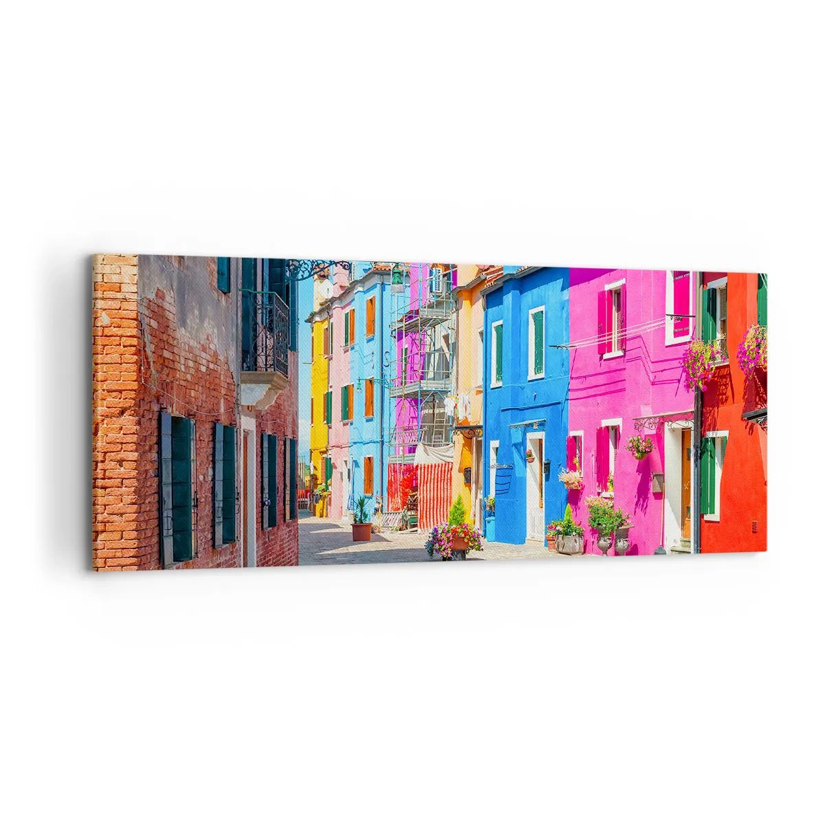 Schilderen op canvas - Stadje "De Papegaai" - 100x40 cm