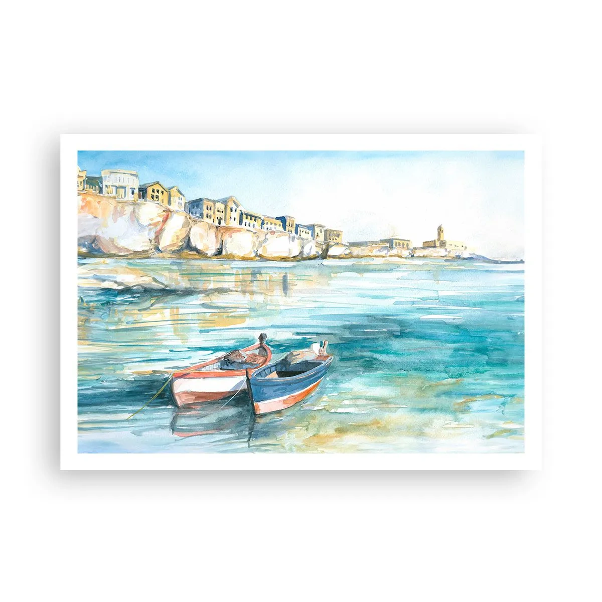 Poster - Azuurblauw landschap - 100x70 cm