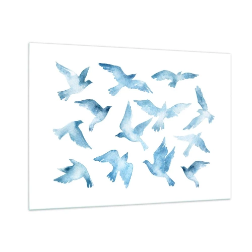 Schilderen op glas - Blauwe vogels - 100x70 cm