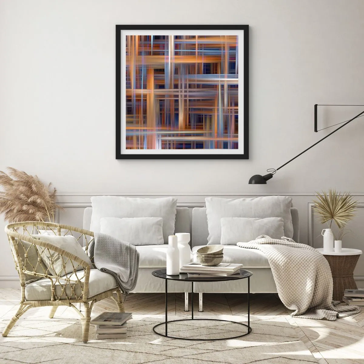 Poster in een zwarte lijst - Geweven van licht - 30x30 cm