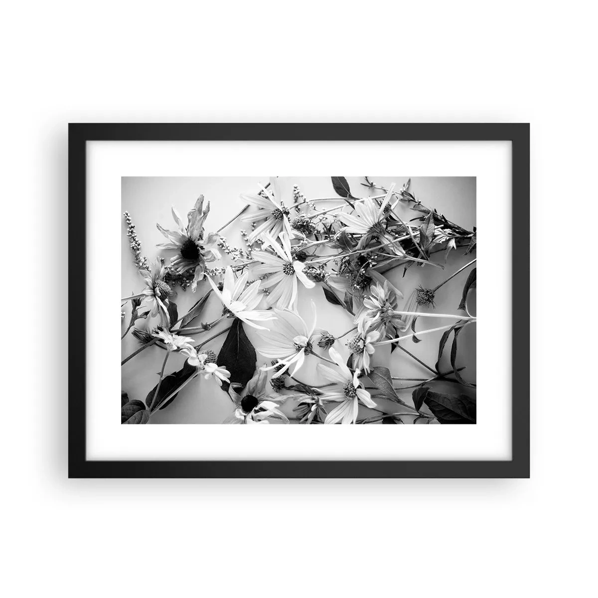 Poster in een zwarte lijst - Niet-boeket bloemen - 40x30 cm
