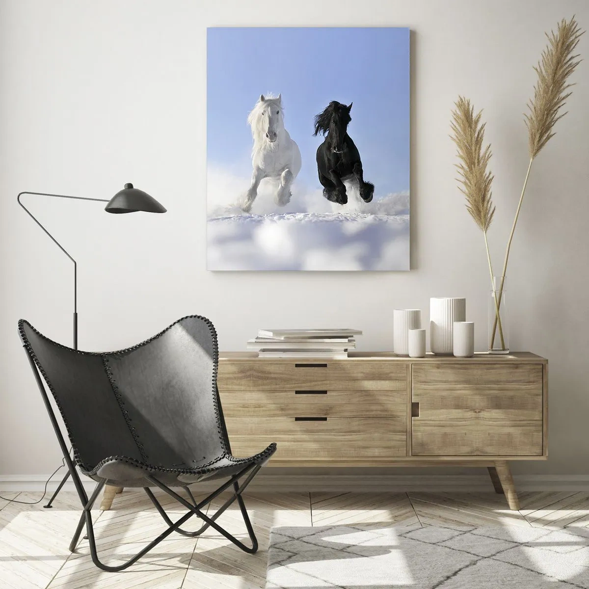 Schilderen op glas - Zwart-wit galop - 50x70 cm