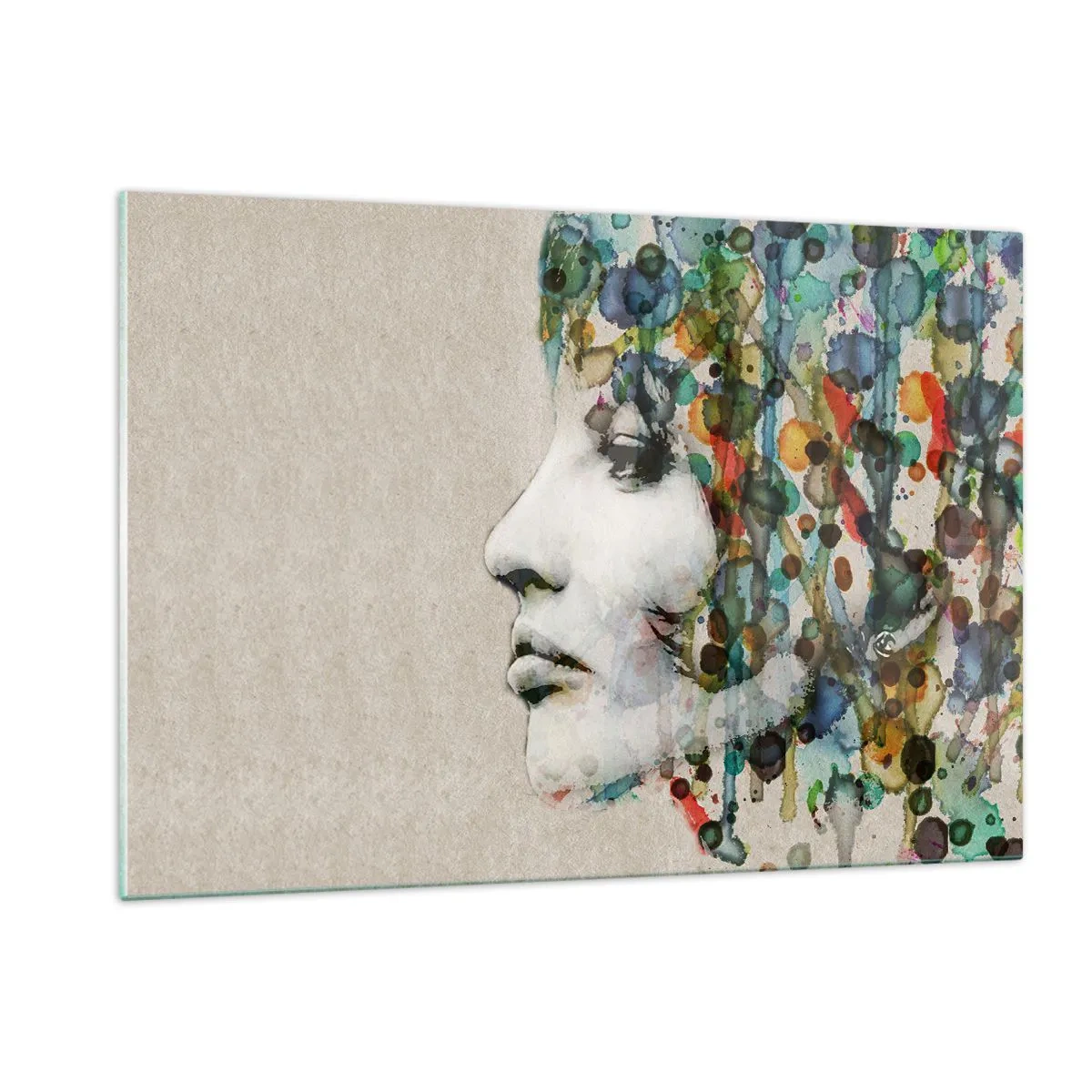 Schilderen op glas - Ze kwam uit het grijs - 120x80 cm