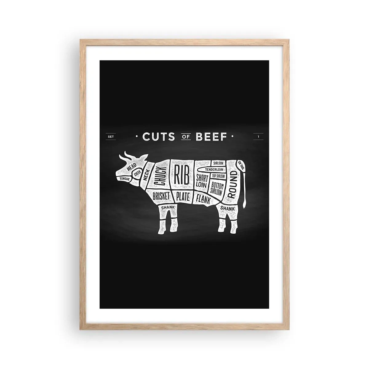 Een poster in een licht eiken lijst - Slagers ABC - 50x70 cm