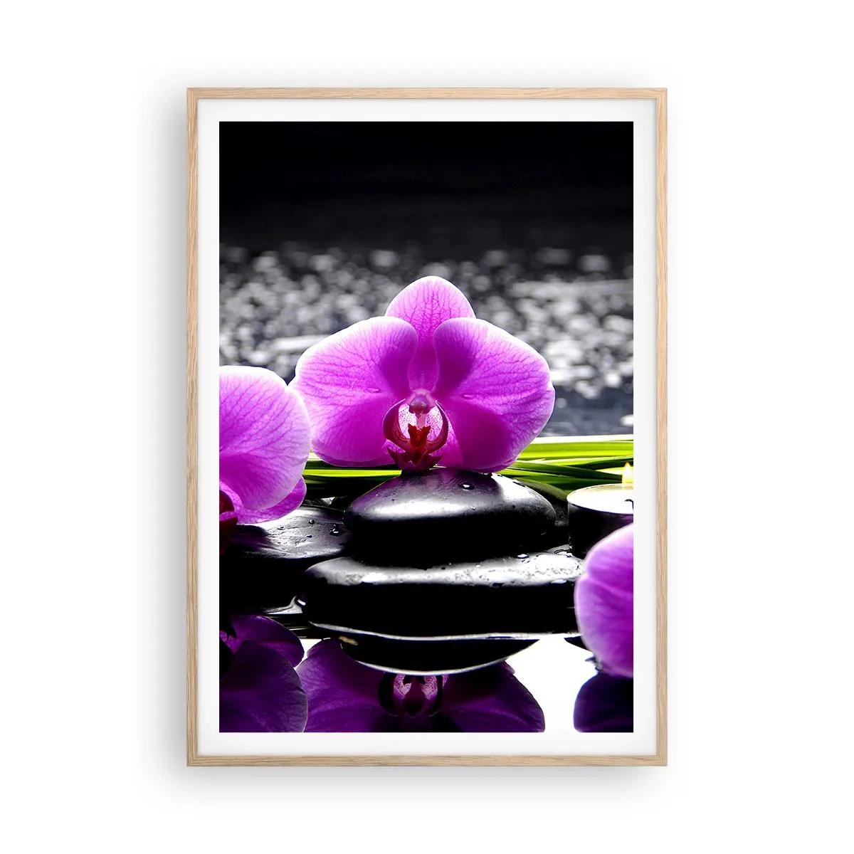 Een poster in een licht eiken lijst - Verdrinken in rust en stilte  - 70x100 cm