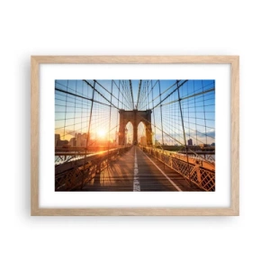 Een poster in een licht eiken lijst - Op de gouden brug - 40x30 cm