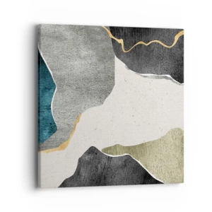 Schilderen op canvas - Mozaïekcompositie met gouddraad - 40x40 cm