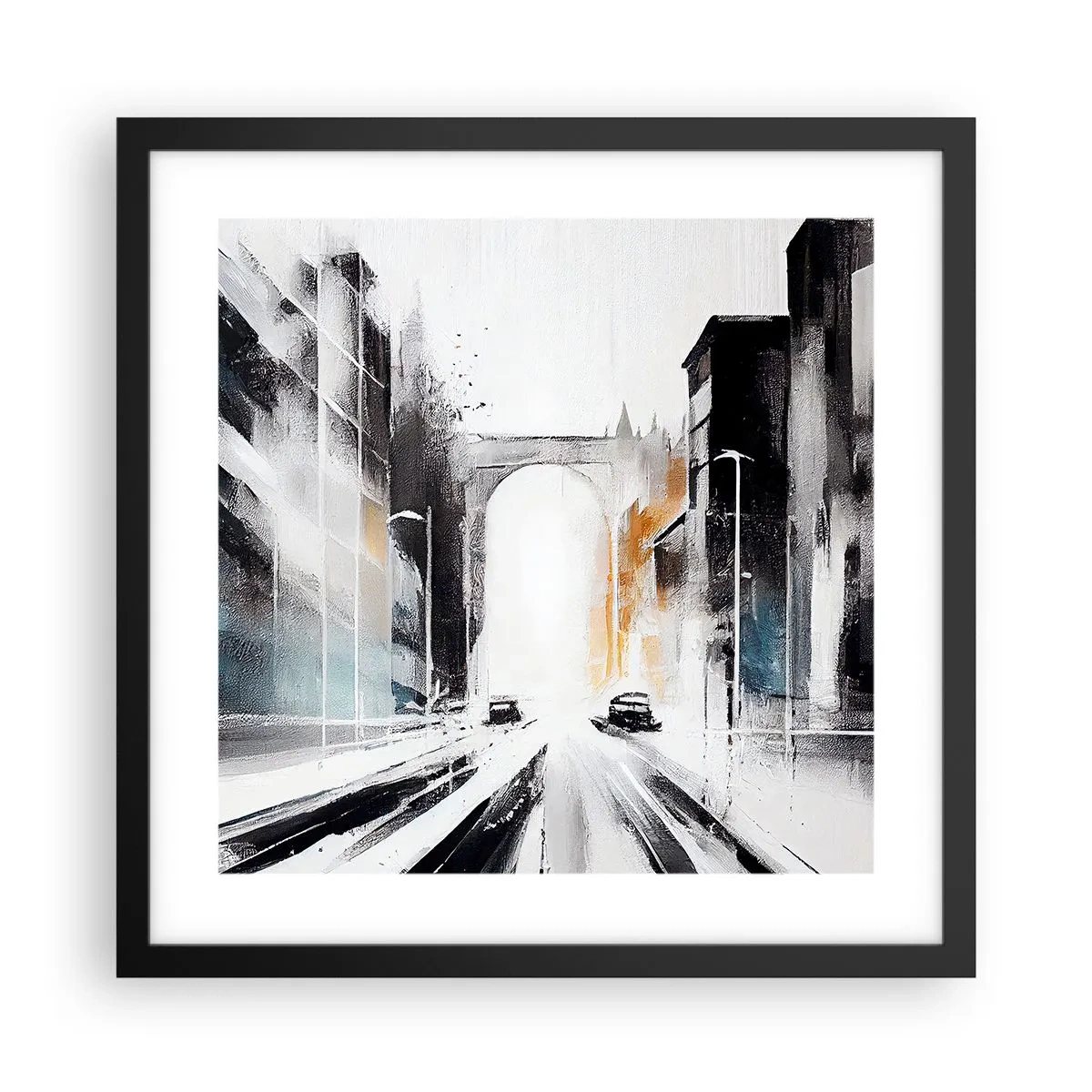 Poster in een zwarte lijst - Stadsstudie: architectuur en beweging - 40x40 cm