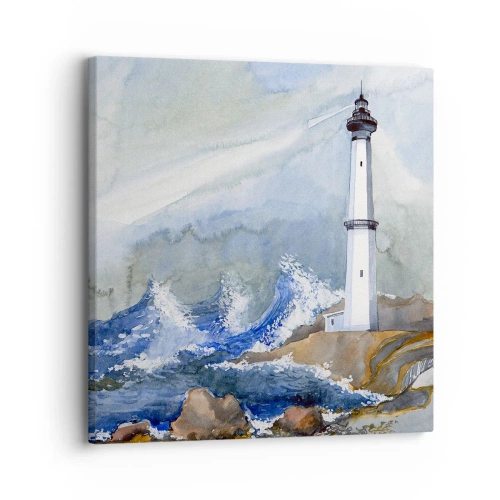 Schilderen op canvas - Tegen de duisternis en de storm - 30x30 cm