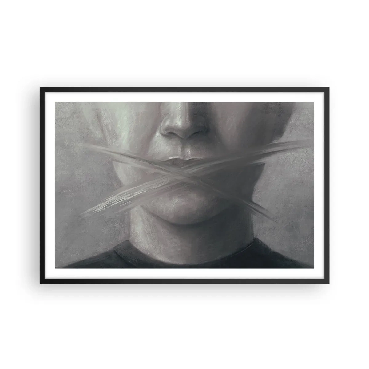 Poster in een zwarte lijst - Zonder een woord - 91x61 cm