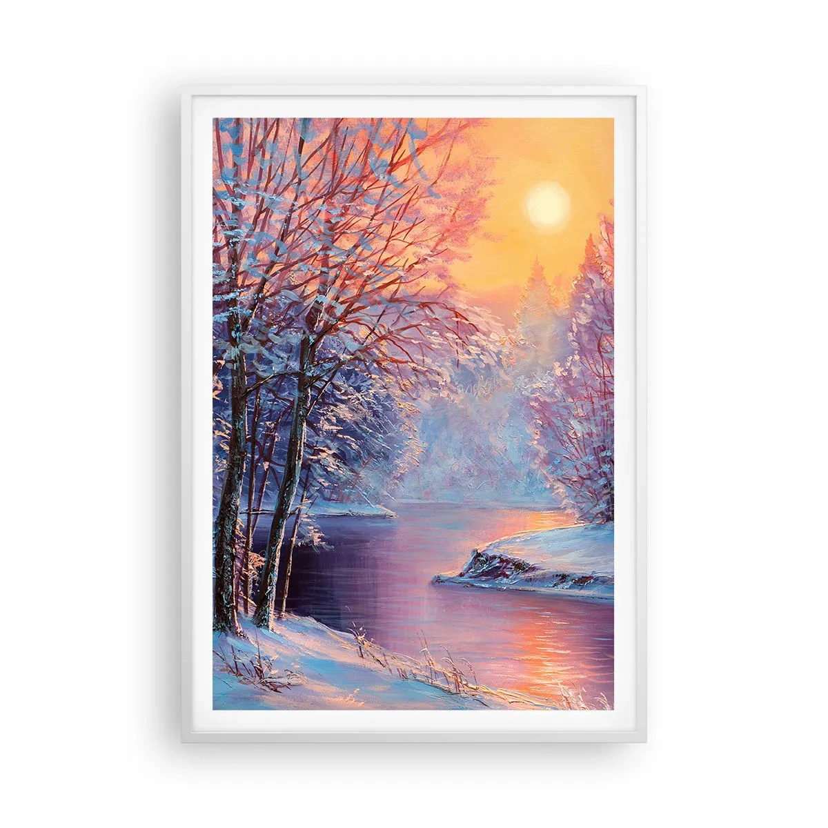 Poster in een witte lijst - De kleuren van de winter - 70x100 cm