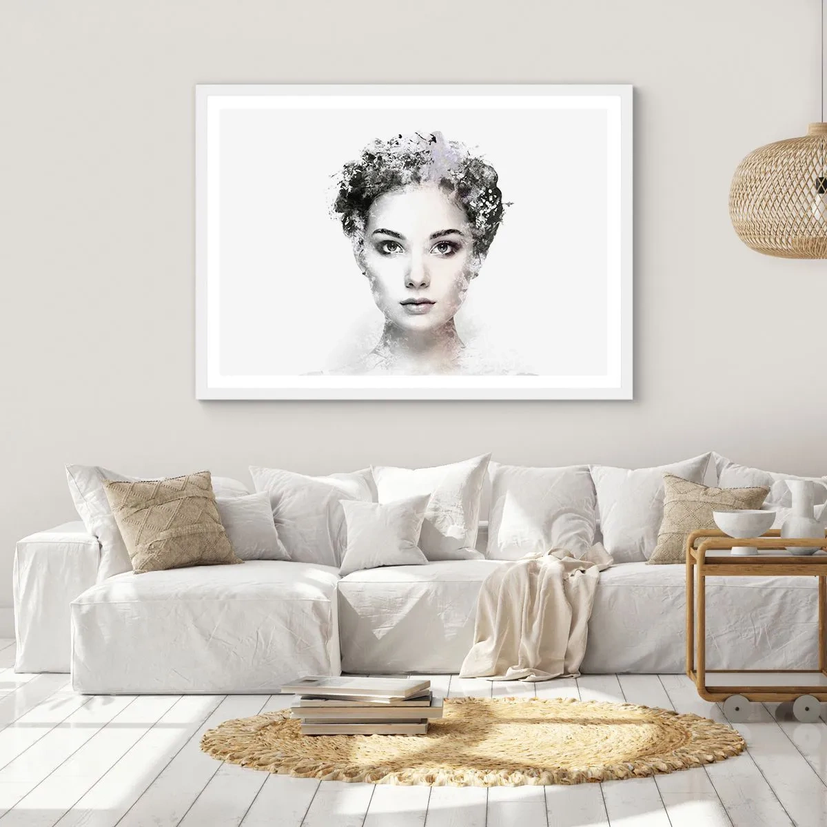 Poster in een witte lijst - Een uiterst stijlvol portret - 40x30 cm