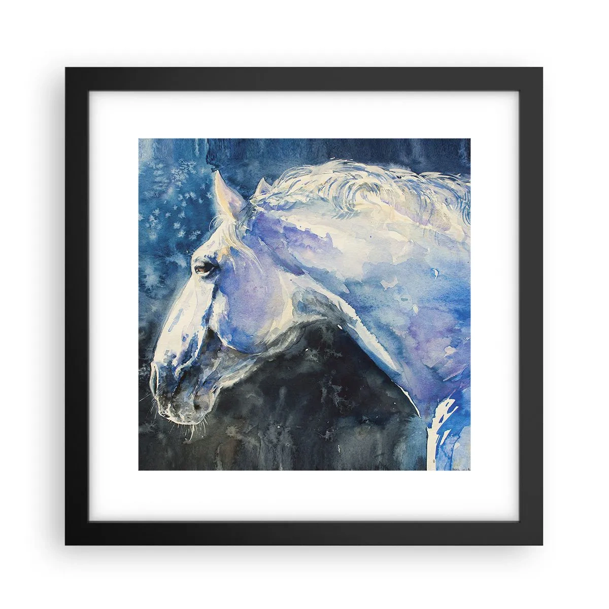 Poster in een zwarte lijst - Portret in een blauwe gloed - 30x30 cm