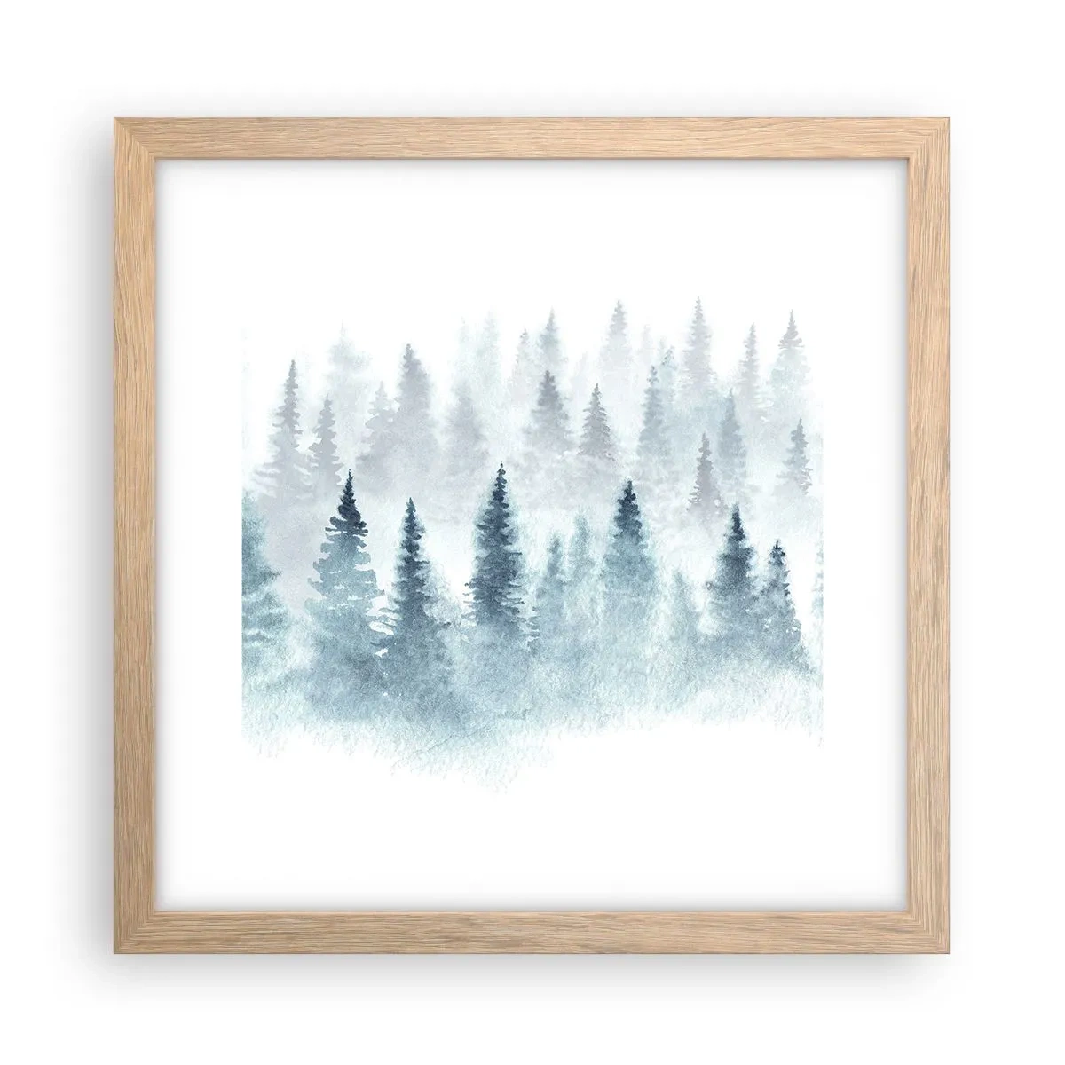 Een poster in een licht eiken lijst - Gehuld in mist - 30x30 cm