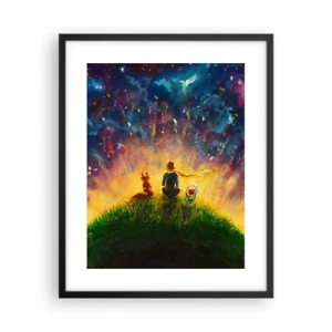 Poster in een zwarte lijst - Liefde en vriendschap - de hele wereld - 40x50 cm