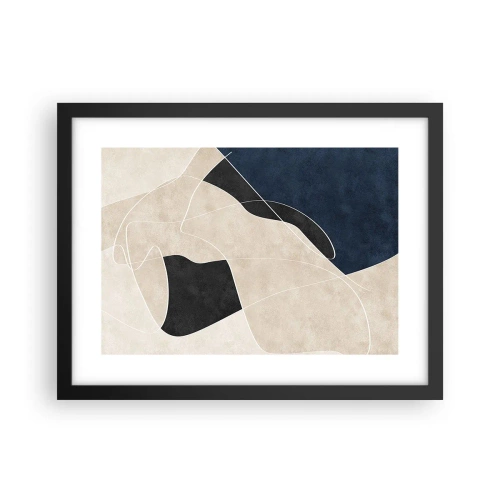 Poster in een zwarte lijst - Abstracte compositie – kleurcontrast - 40x30 cm