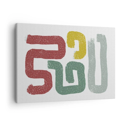 Schilderen op canvas - Kleurrijke geometrische patronen in een abstracte stijl - 70x50cm - In een onbekende taal - Moderne wanddecoratie voor woonkamer en slaapkamer ARTTOR