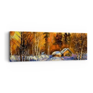 Schilderen op canvas - Winter impressie in de zon - 90x30 cm