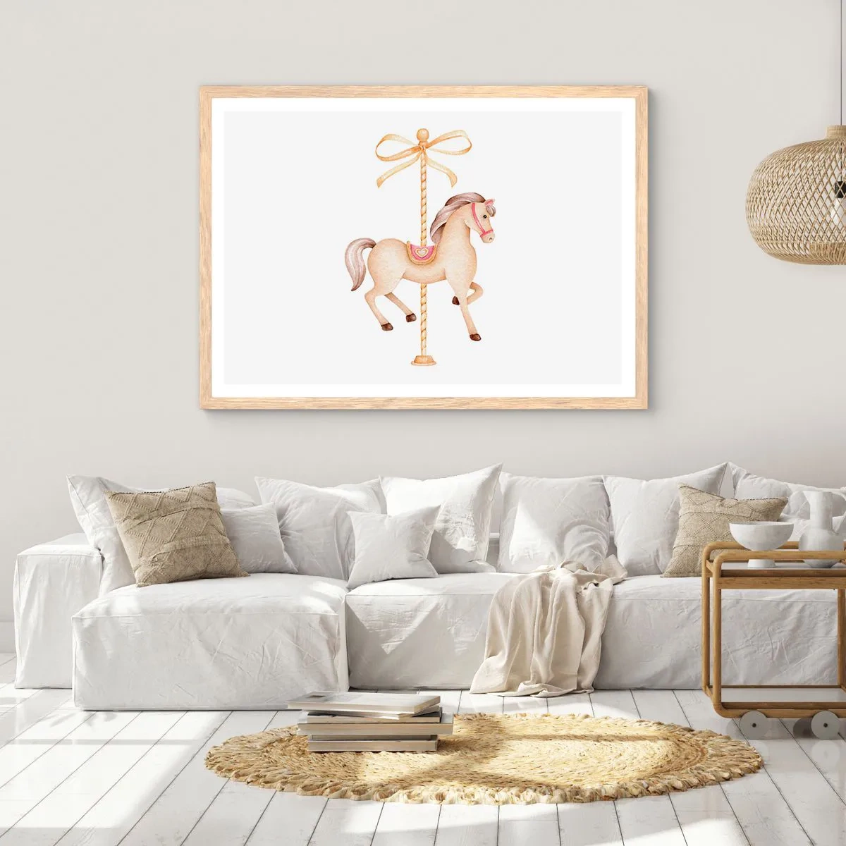 Een poster in een licht eiken lijst - Een sierlijke draf - 50x40 cm