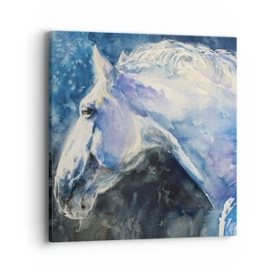 Schilderen op canvas - Portret in een blauwe gloed - 40x40 cm
