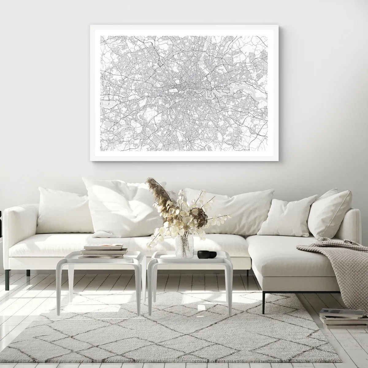 Poster in een witte lijst - Kaart van het doolhof van Londen - 40x30 cm