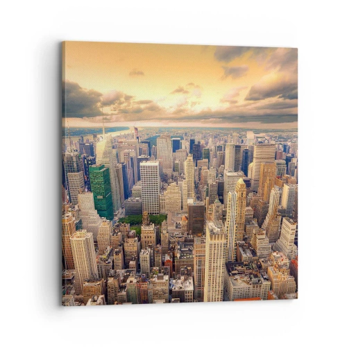 Schilderen op canvas - Vergulde metropool - 70x70 cm