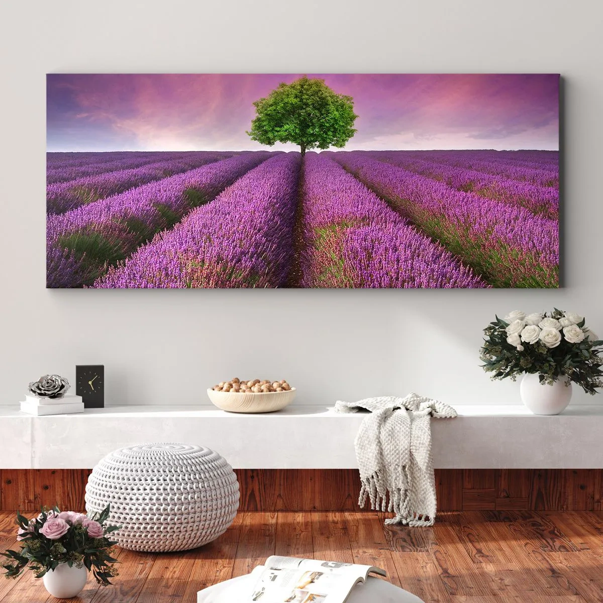 Schilderen op canvas - Op lavendelvelden - 100x40 cm