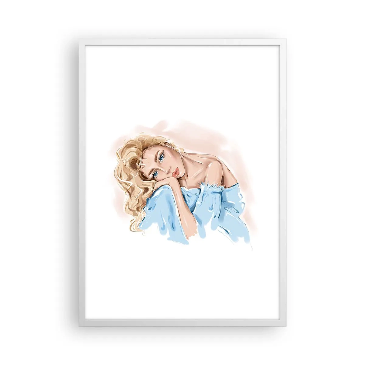 Poster in een witte lijst - Dromerig in het blauw - 50x70 cm