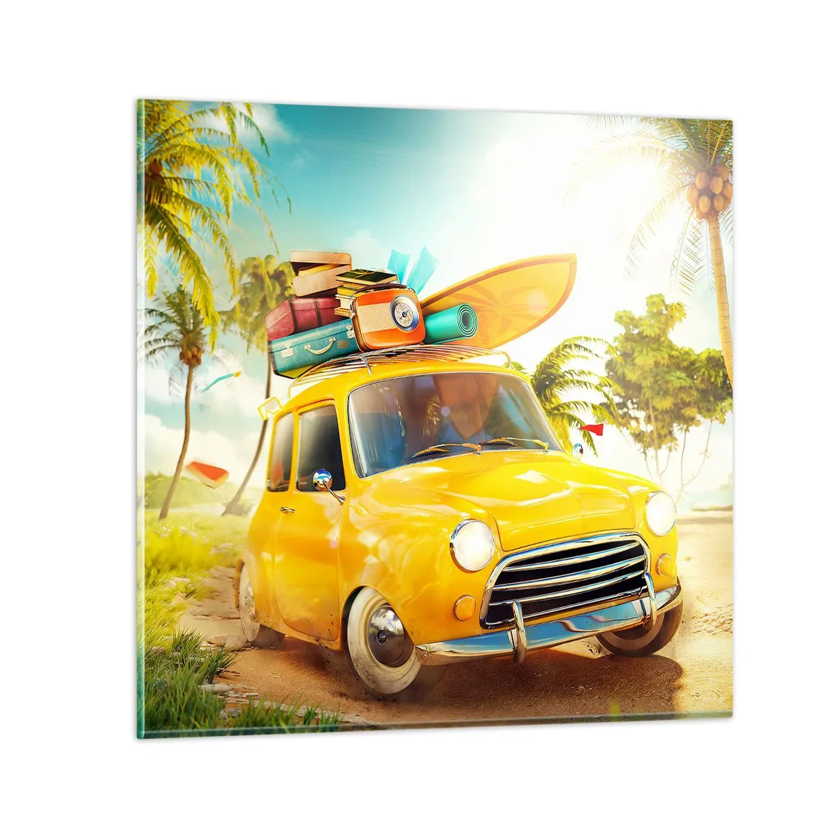 Schilderen op glas - Een reis voor meer dan één glimlach - 30x30 cm