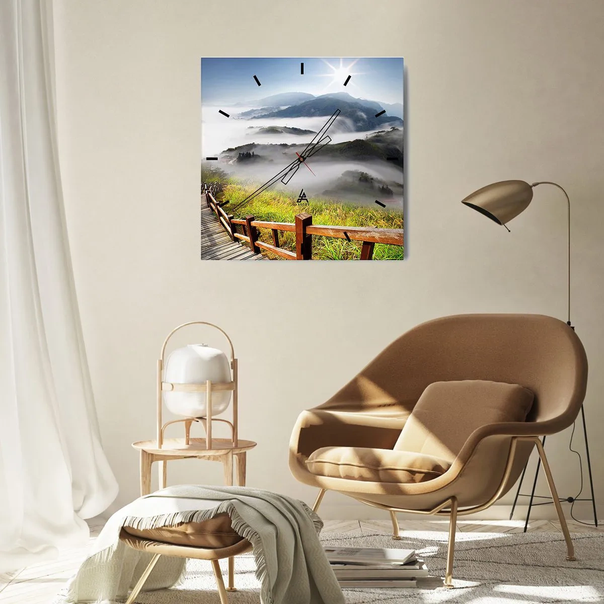 Wandklok - Klok - Geweven van schittering en mist - 30x30 cm