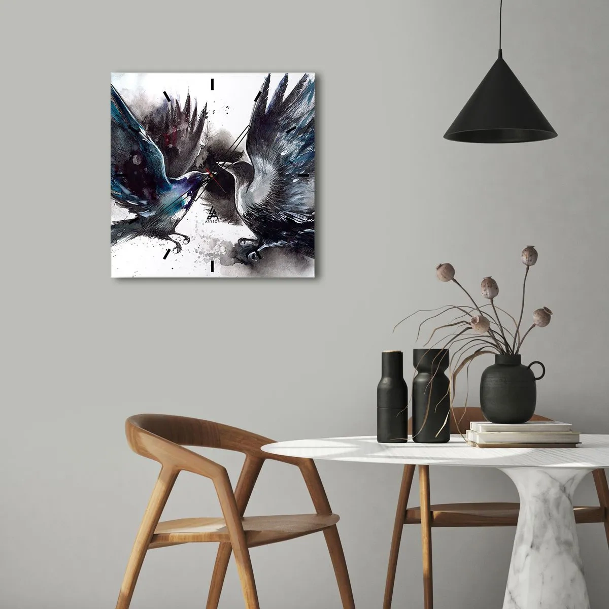 Wandklok - Klok - De ene kraai pikt de andere de ogen niet uit - 40x40 cm