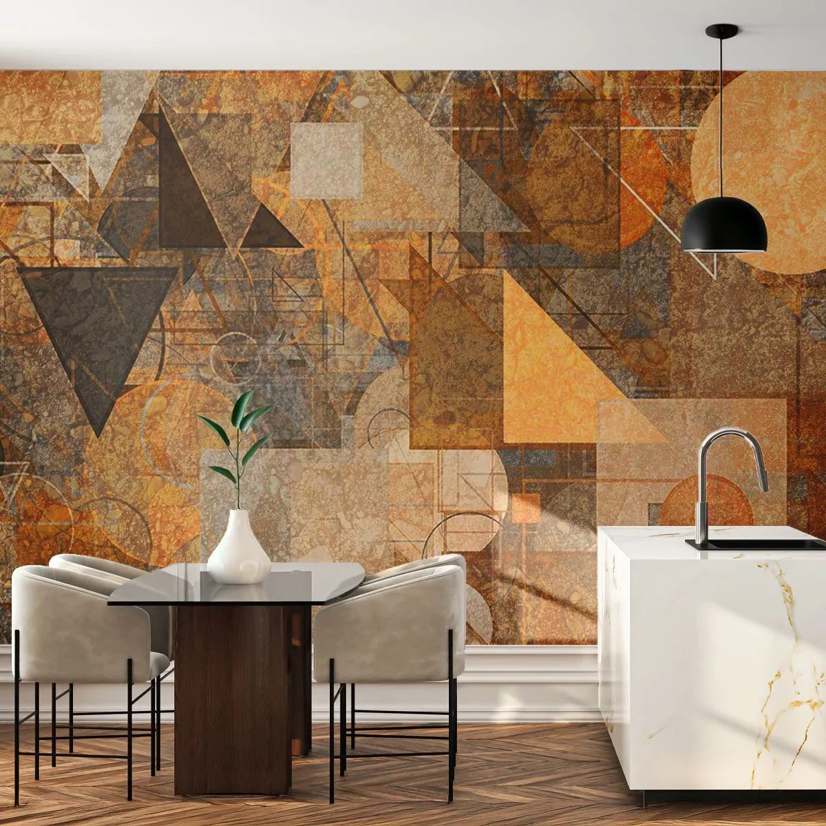 Zelfklevend Fotobehang Deluxe Sticker - Een kubistische studie van brons - Abstractie, Deel, Moderne kunst - 250x175 cm