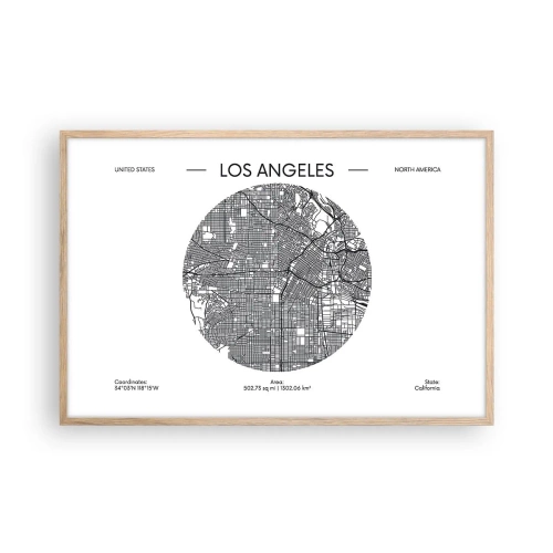 Een poster in een licht eiken lijst - Anatomie van Los Angeles - 91x61 cm