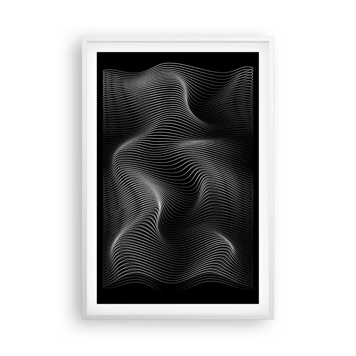 Poster in een witte lijst - Dans van licht in de ruimte - 61x91 cm