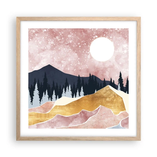 Een poster in een licht eiken lijst - Nachtwacht - 50x50 cm