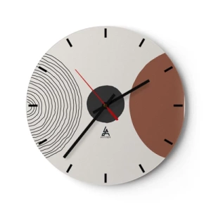 Wandklok - Klok - Concentrische lijnen en geometrische cirkels in contrast - 30x30cm - Het middelpunt van de aandacht - Moderne wanddecoratie voor woonkamer, keuken en slaapkamer ARTTOR