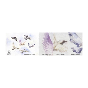 Fotobehang Monster Premium Canvas - Vrijheid in grijs en blauw - Vogels, Grafisch, Deel - 100x30 cm