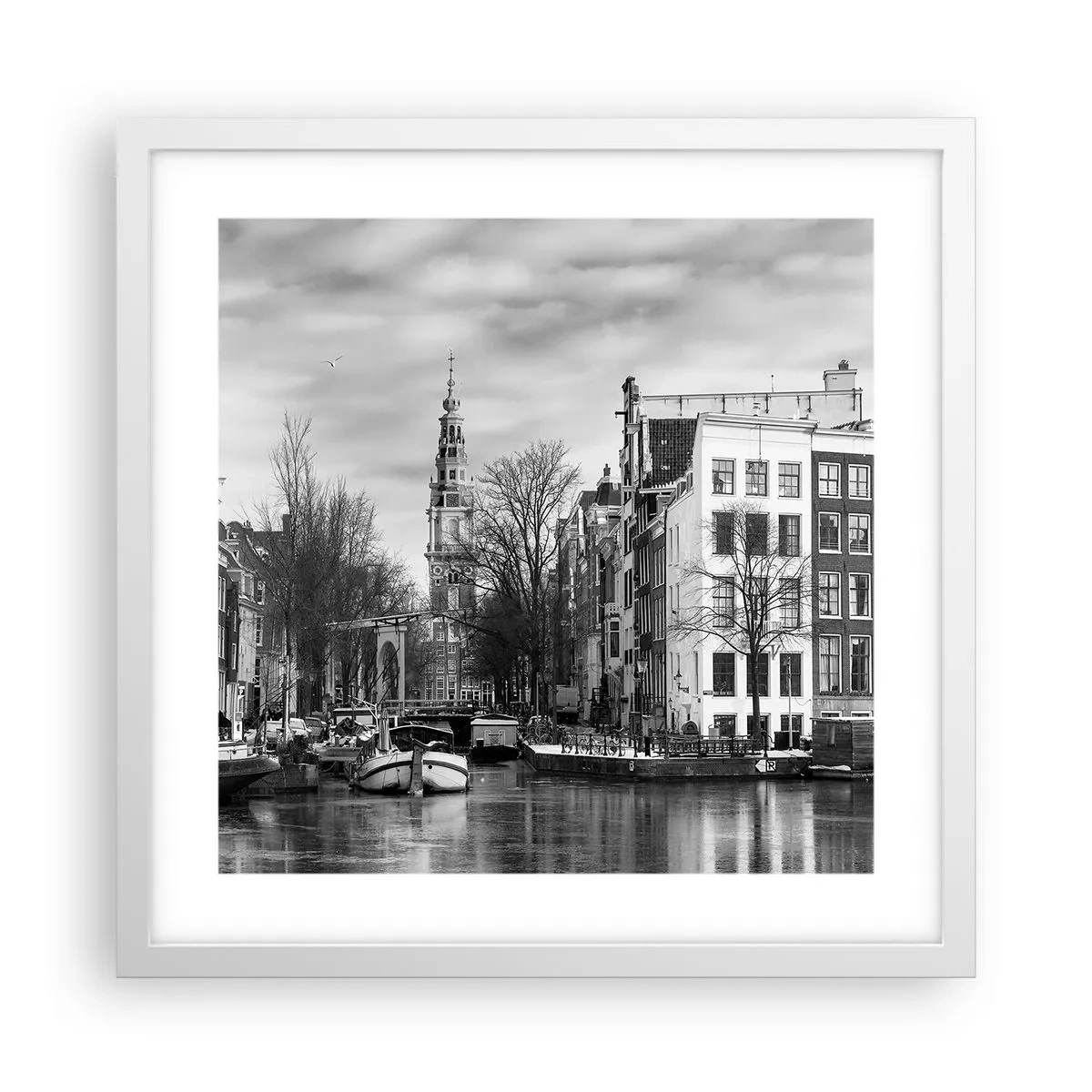 Poster in een witte lijst - Amsterdamse sferen - 40x40 cm