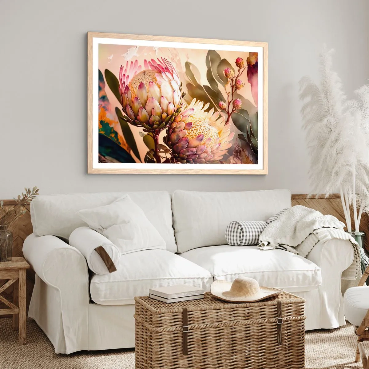 Een poster in een licht eiken lijst - Teeder omarmd - 70x50 cm