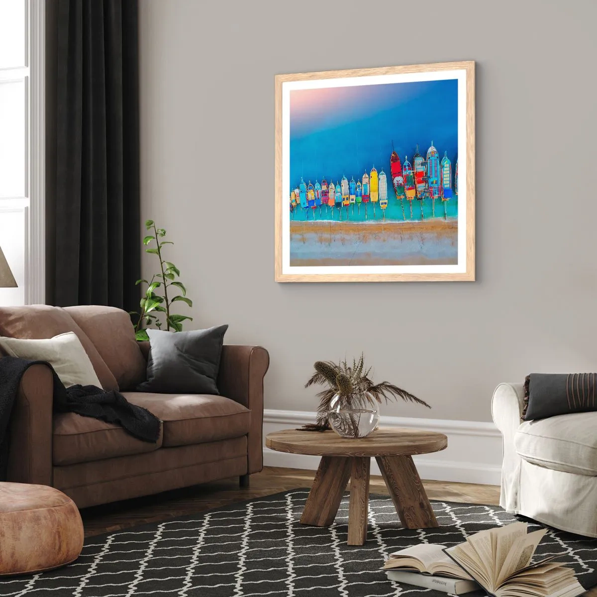 Een poster in een licht eiken lijst - Vanuit vogelperspectief - 50x50 cm