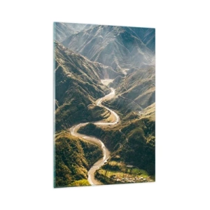 Schilderen op glas - Recht uit het hart van de bergen - 80x120 cm
