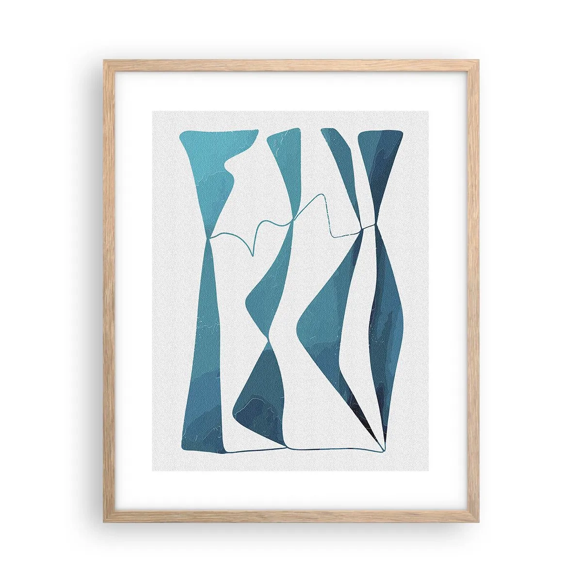 Een poster in een licht eiken lijst - Abstractie: turquoise verbinding - 40x50 cm
