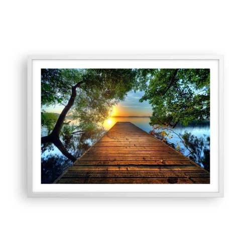 Poster in een witte lijst - Neem de tijd, ga zitten - 70x50 cm