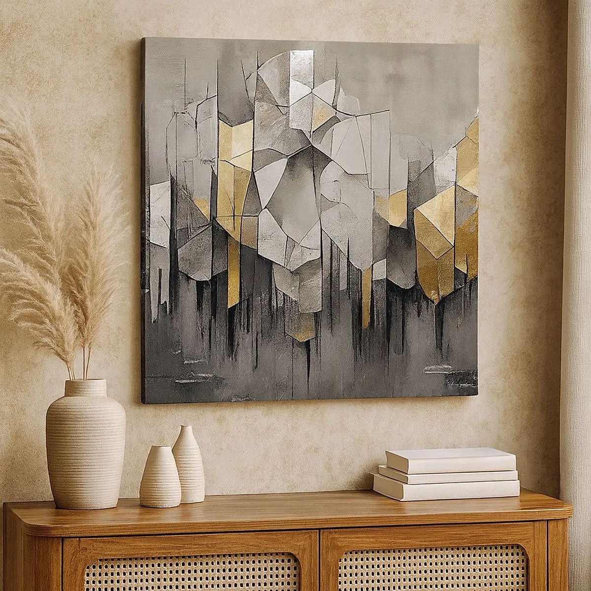 Schilderen op canvas - Compositie van ijs en licht - 30x30 cm