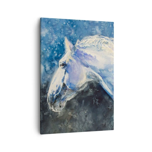 Schilderen op canvas - Portret in een blauwe gloed - 50x70 cm