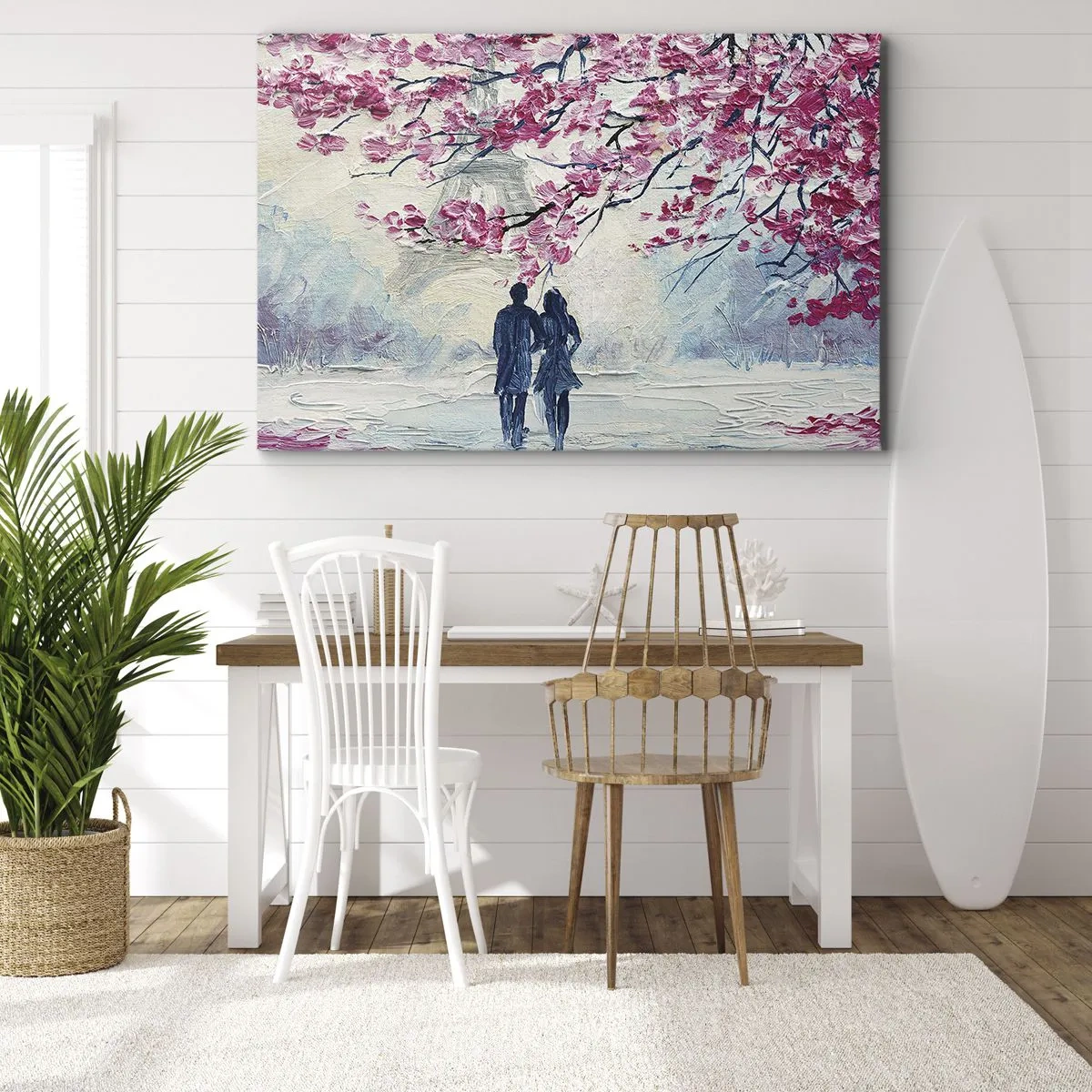 Schilderen op canvas - Een romantische wandeling - 100x70 cm