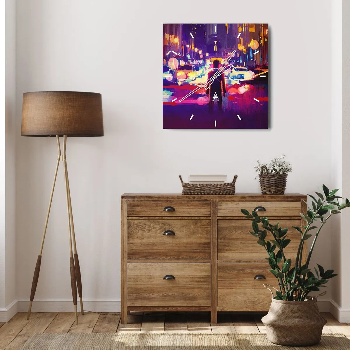 Wandklok - Klok - Ondergedompeld in het licht - 30x30 cm