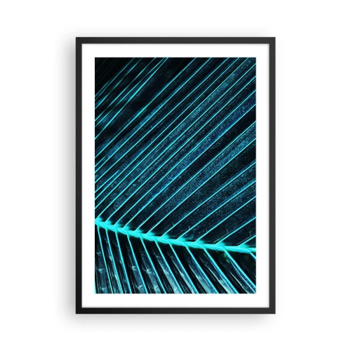 Poster in een zwarte lijst - Abstracte bladstructuur in neonkleuren - 50x70cm - Groene textuur - Moderne wanddecoratie voor woonkamer en slaapkamer ARTTOR